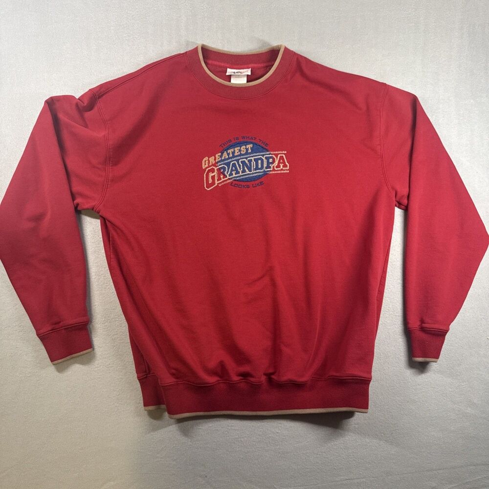 Vintage 90s This Is What The Greatest Grandpa Red Classic Crewneck Men's XL